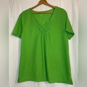 Fashion Classic Petite Women’s Short Sleeve Green Top size PL